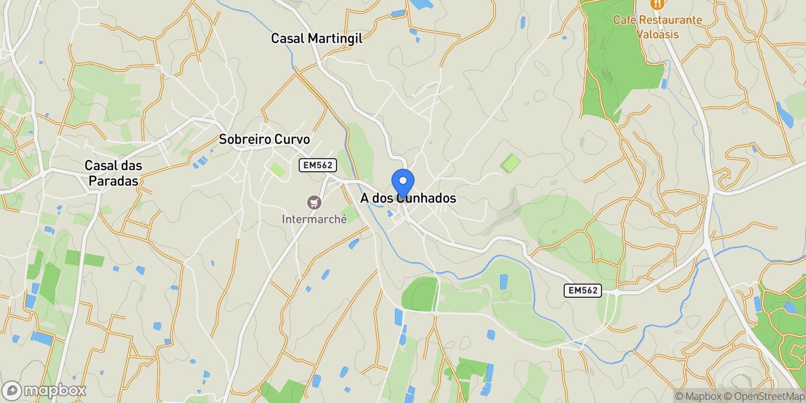 Map showing A dos Cunhados e Maceira, Torres Vedras, Lisboa, Torres Vedras, A dos Cunhados e Maceira, Lisbon, Portugal.