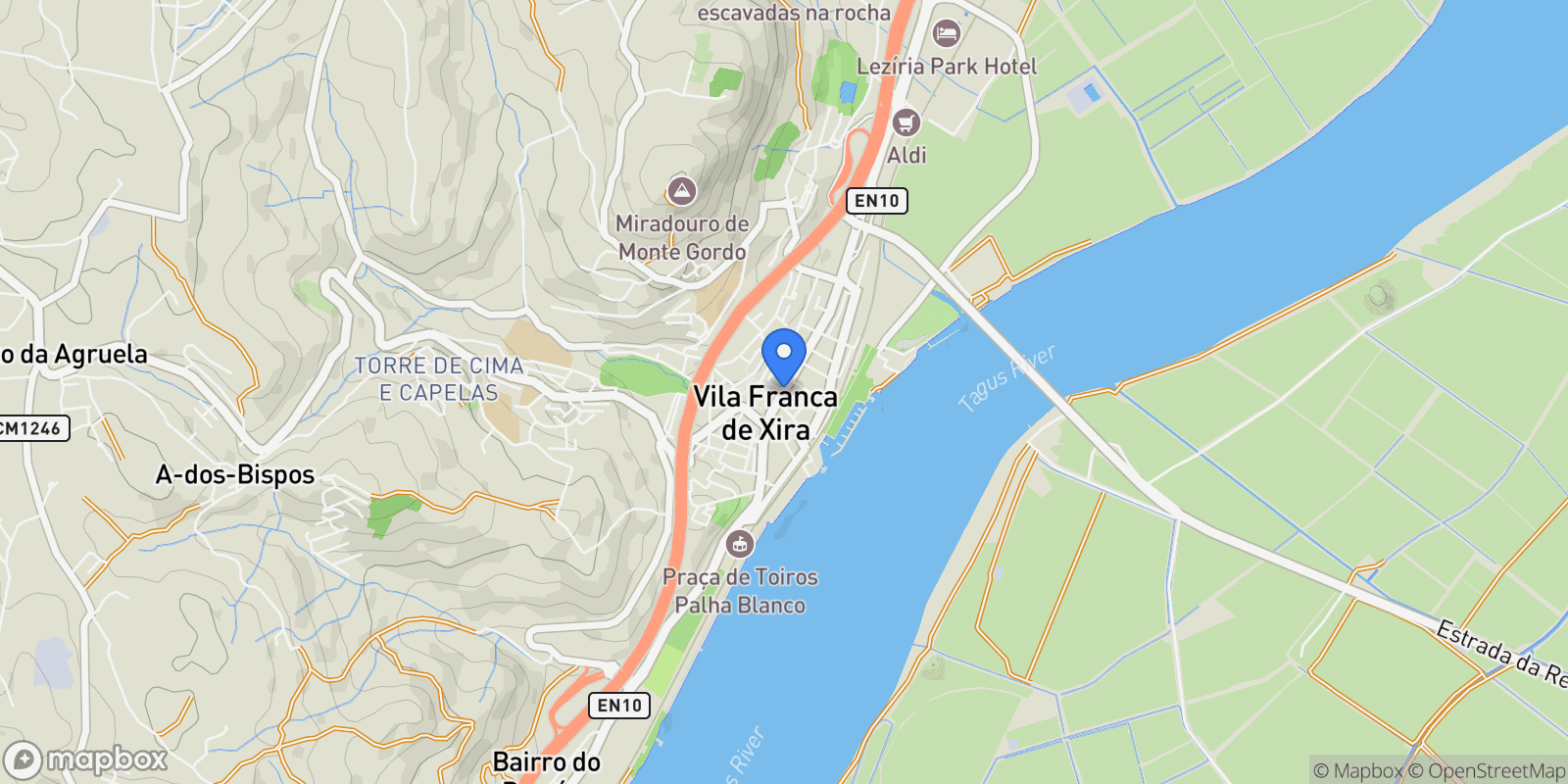 Map showing Vila Franca de Xira, Vila Franca de Xira, Lisboa, Vila Franca de Xira, Vila Franca de Xira, Lisbon, Portugal.