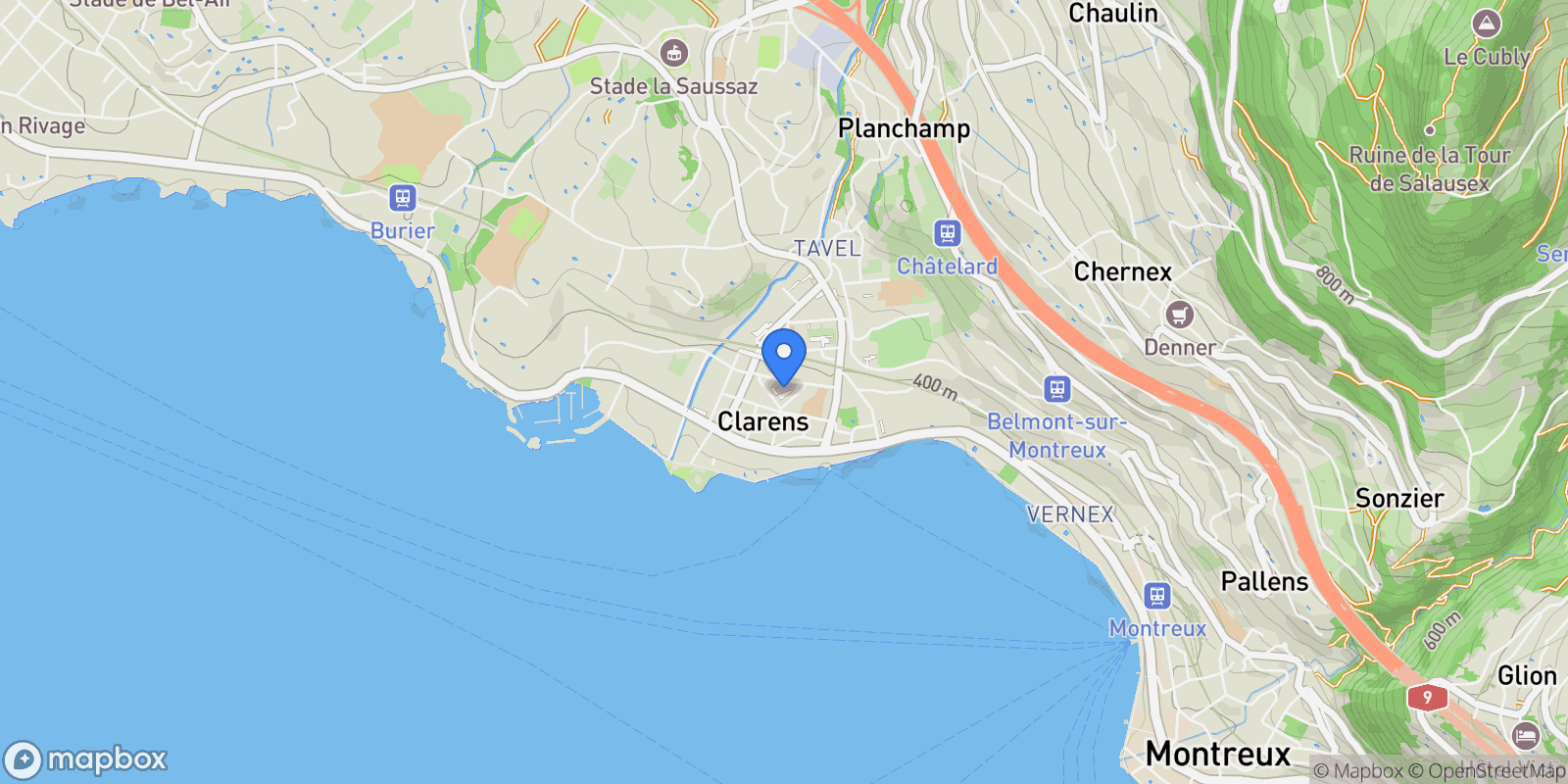 Map showing Clarens, VD 1815, Montreux, Vaud, Switzerland.