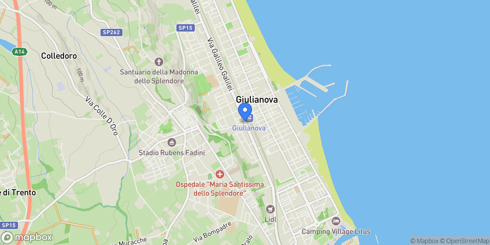 Map showing Giulianova, Abruzzo, Italy.