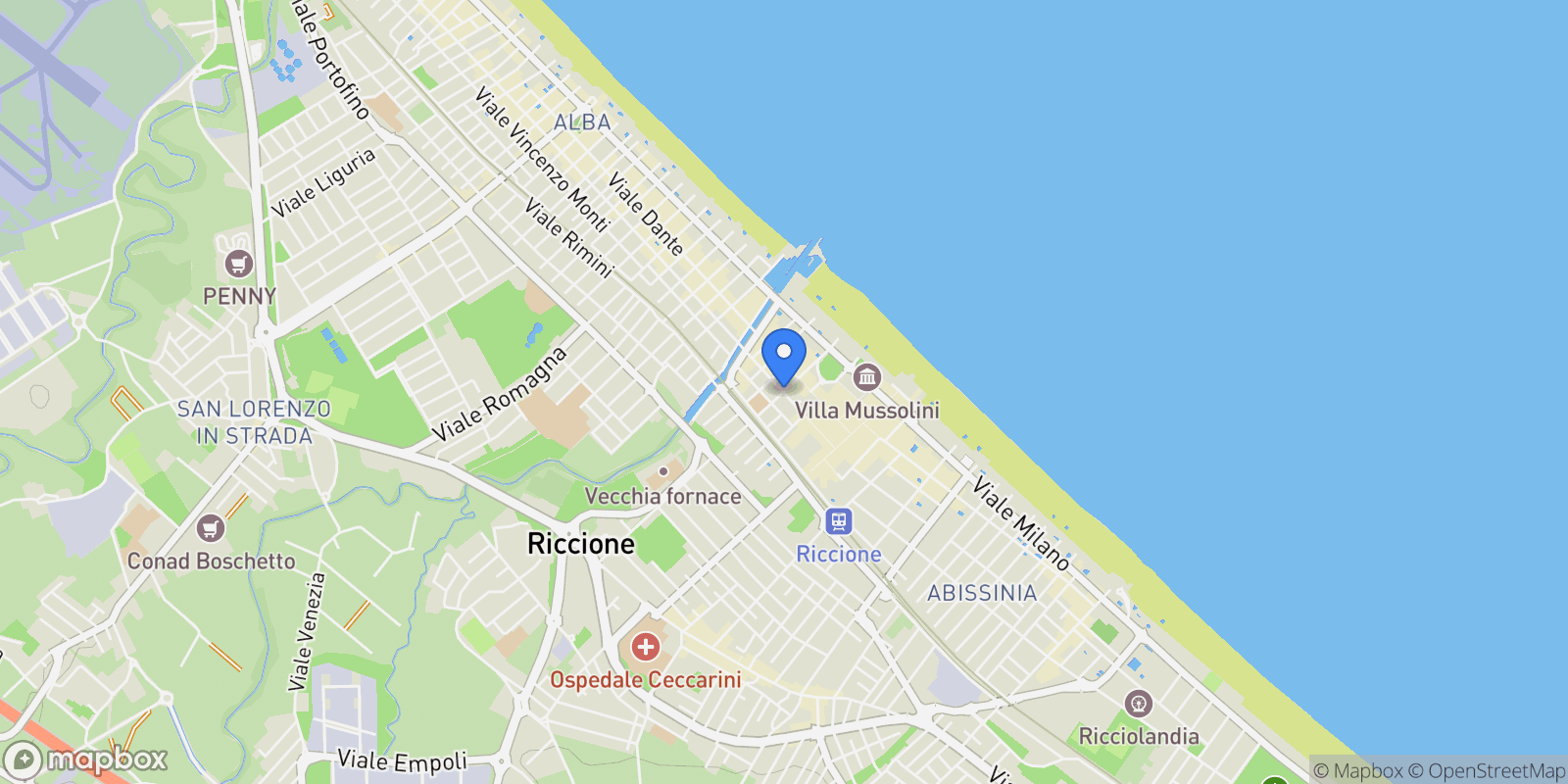 Map showing Viale Virgilio, Riccione, Emilia-Romagna, Italy.