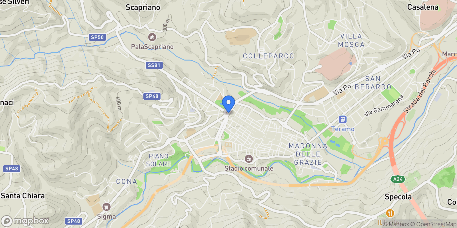 Map showing 64100 Teramo, Province of Teramo, Italy, Teramo, Abruzzo, Italy.