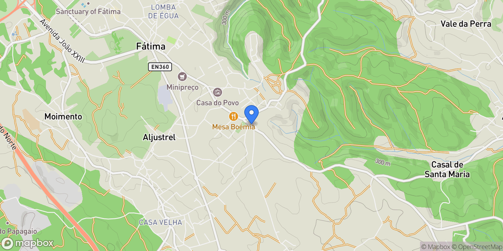 Map showing Fátima, Ourém, Santarém, Ourém, Fatima, Santarem District, Portugal.