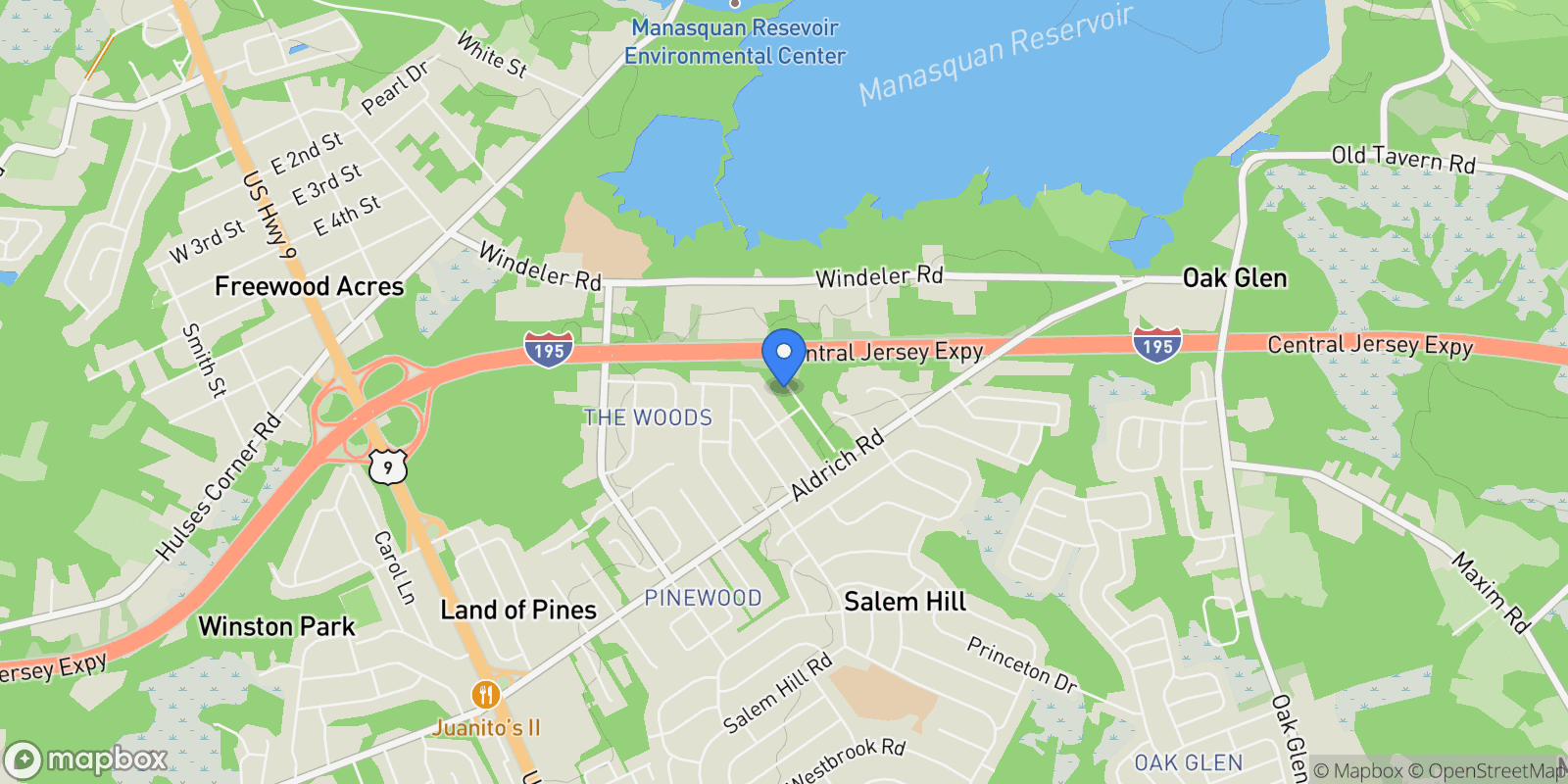 Map showing 4 Christopher Drive, Howell, NJ 07731, Howell Township, New Jersey, United States.