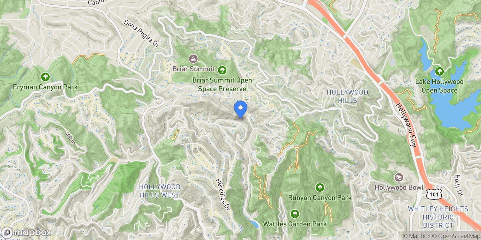 Map showing 2608 Zorada Drive, Los Angeles, California, United States.