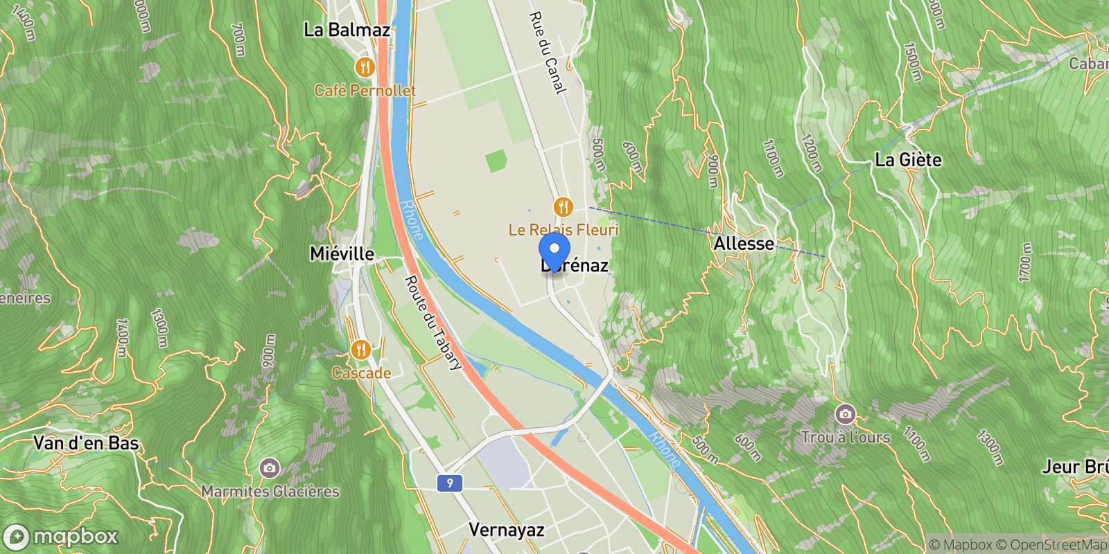 Map showing Dorénaz, VS 1905, Dorénaz, Valais, Switzerland.