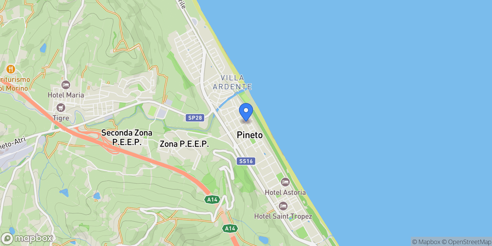 Map showing 64025 Pineto, Province of Teramo, Italy, Pineto, Abruzzo, Italy.
