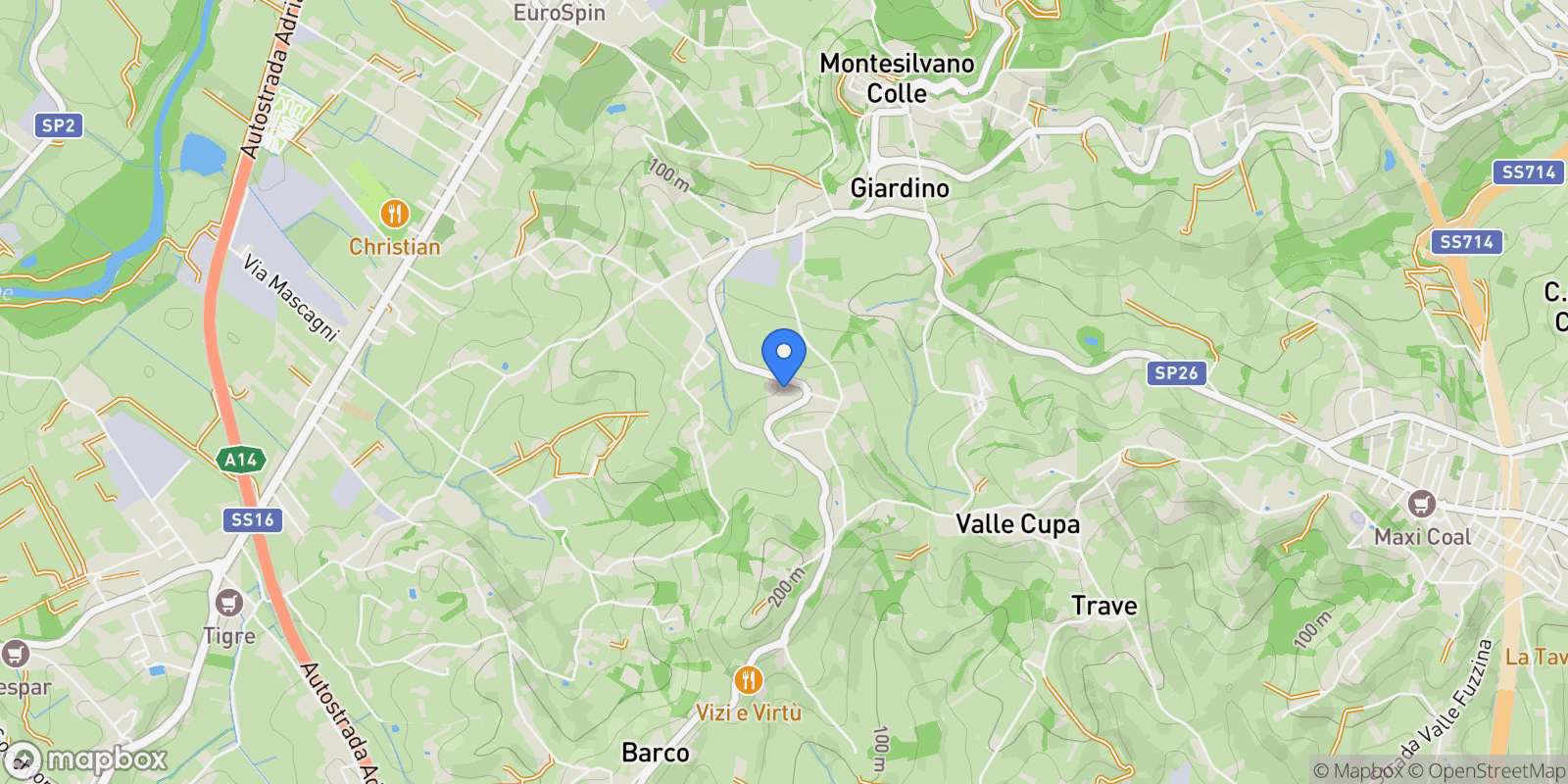 Map showing Contrada Collevento, Santa Venere, Abruzzo, Italy.