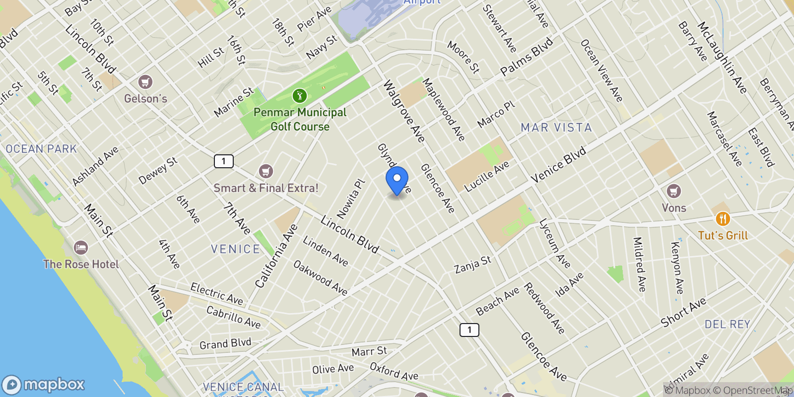 Map showing 2115 Walnut Avenue, Los Angeles, California, United States.