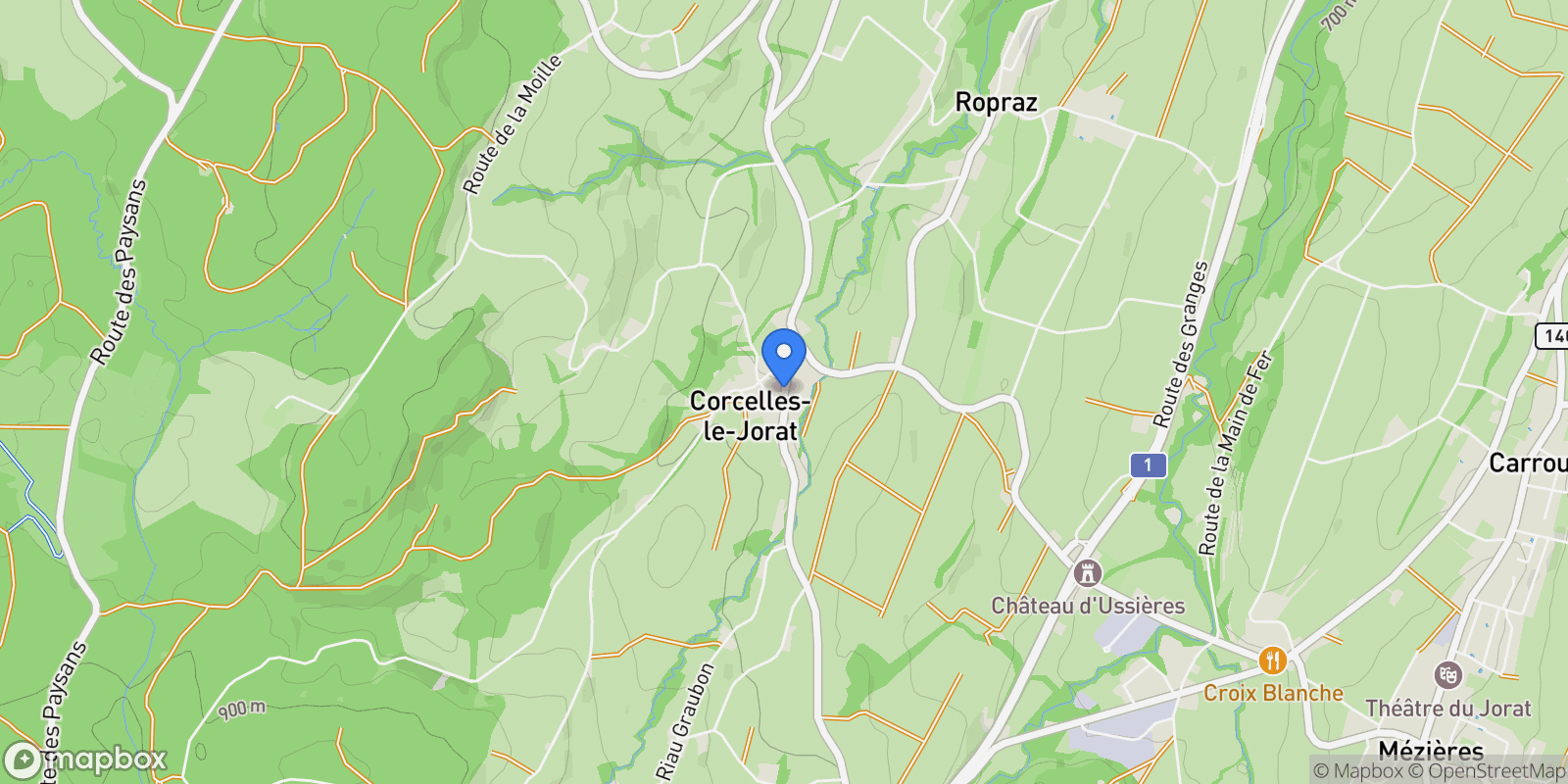 Map showing CH, Corcelles-le-Jorat, VD 1082, Corcelles-le-Jorat, Vaud, Switzerland.