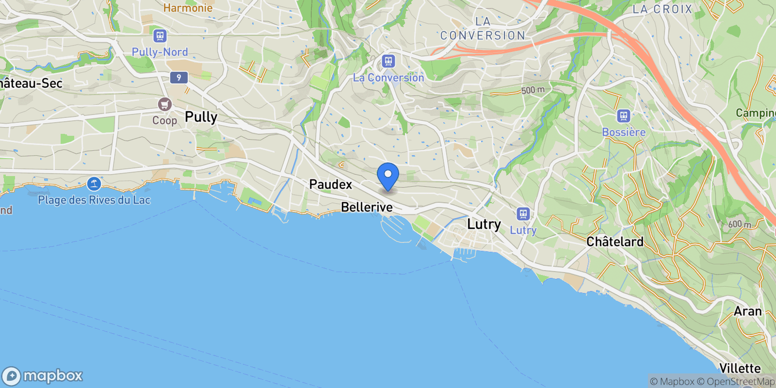 Map showing Lutry, Lutry, VD 1095, Lutry, Vaud, Switzerland.