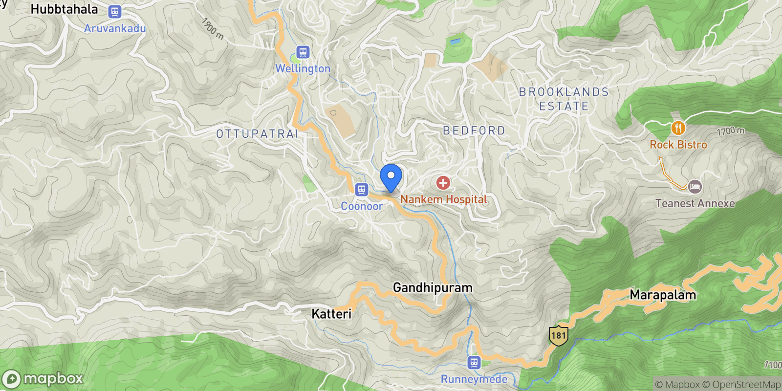 Map showing Coonoor, Coonoor, TN, Coonoor, Tamil Nadu, India.