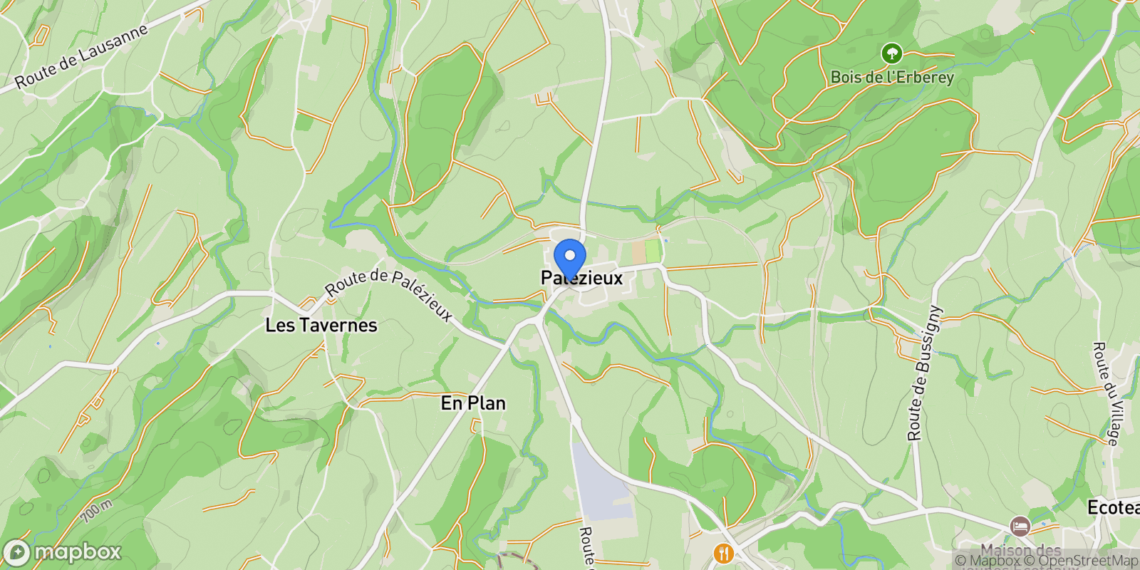 Map showing Palézieux, VD 1607, Oron, Vaud, Switzerland.