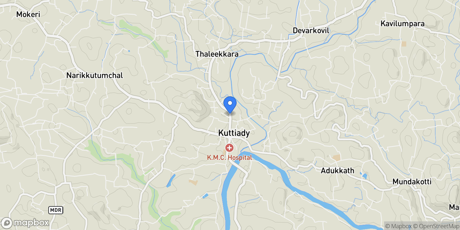 Map showing Wayanad, Wayanad, KL, Kuttiady, Kerala, India.