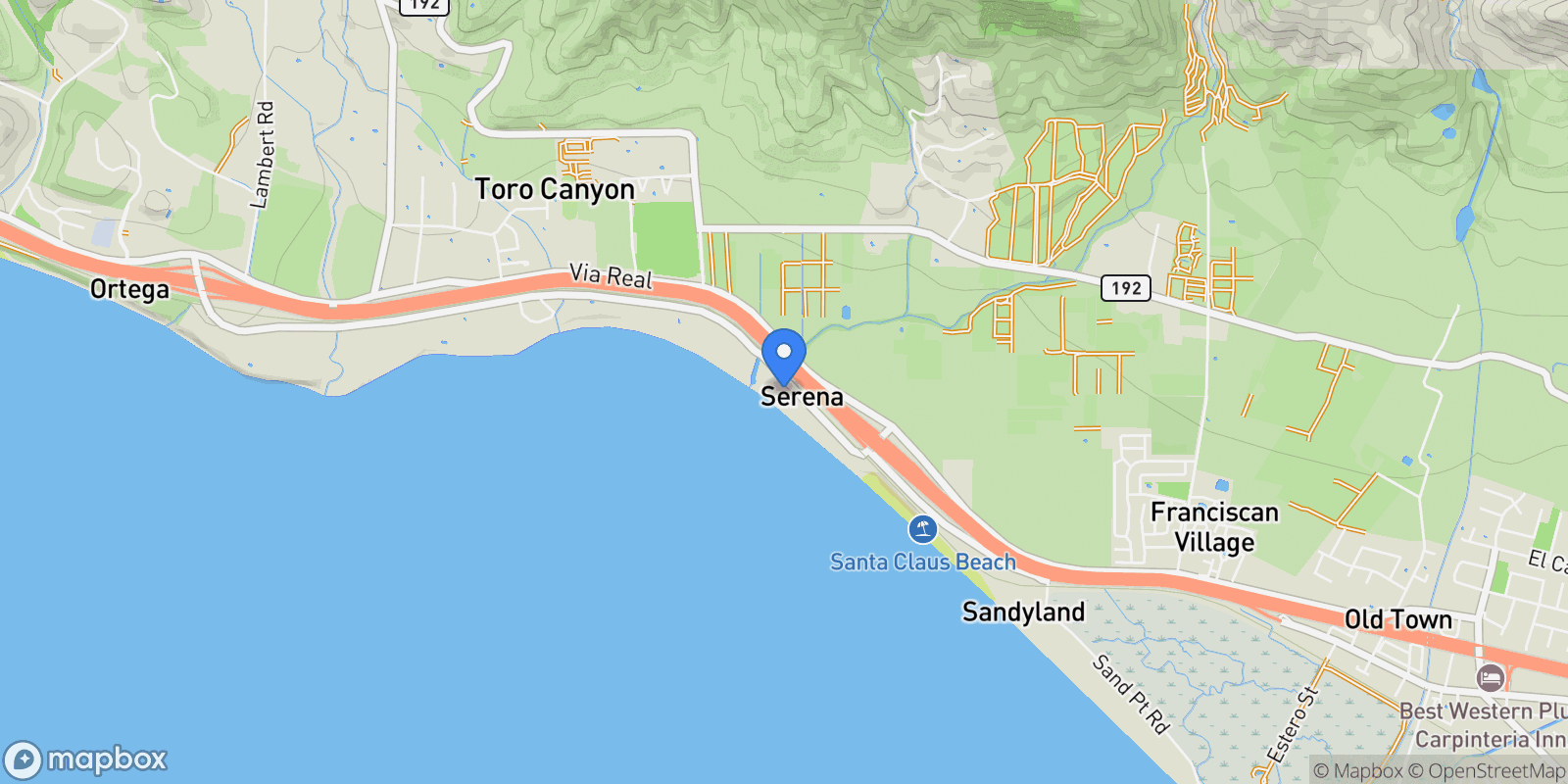Map showing 3519 Padaro Lane, Carpinteria, California, United States.