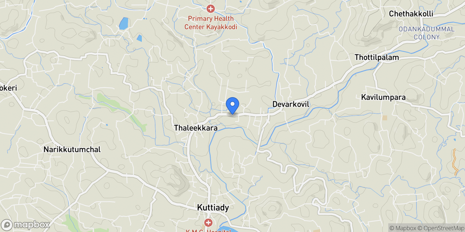 Map showing Wayanad, Wayanad, KL, Kayakkody, Kerala, India.