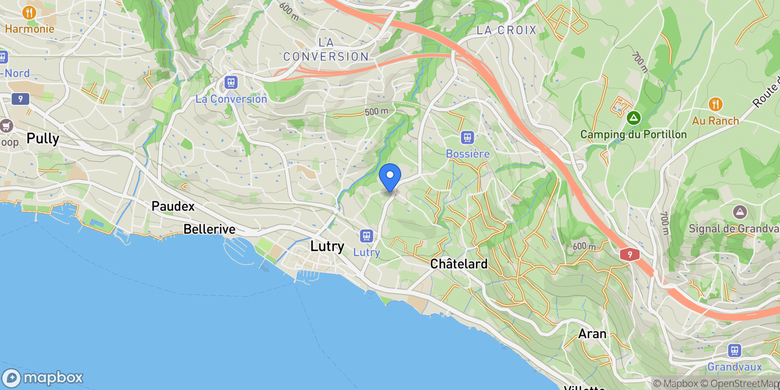 Map showing Lutry, VD 1095, Lutry, Vaud, Switzerland.