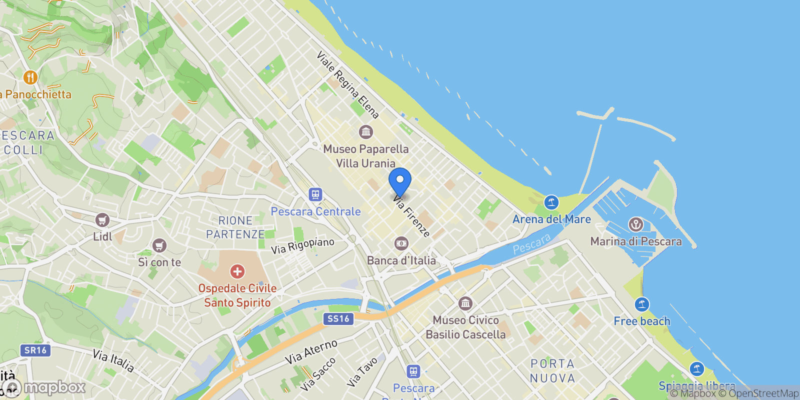 Map showing Via Ravenna, Pescara, Abruzzo, Italy.