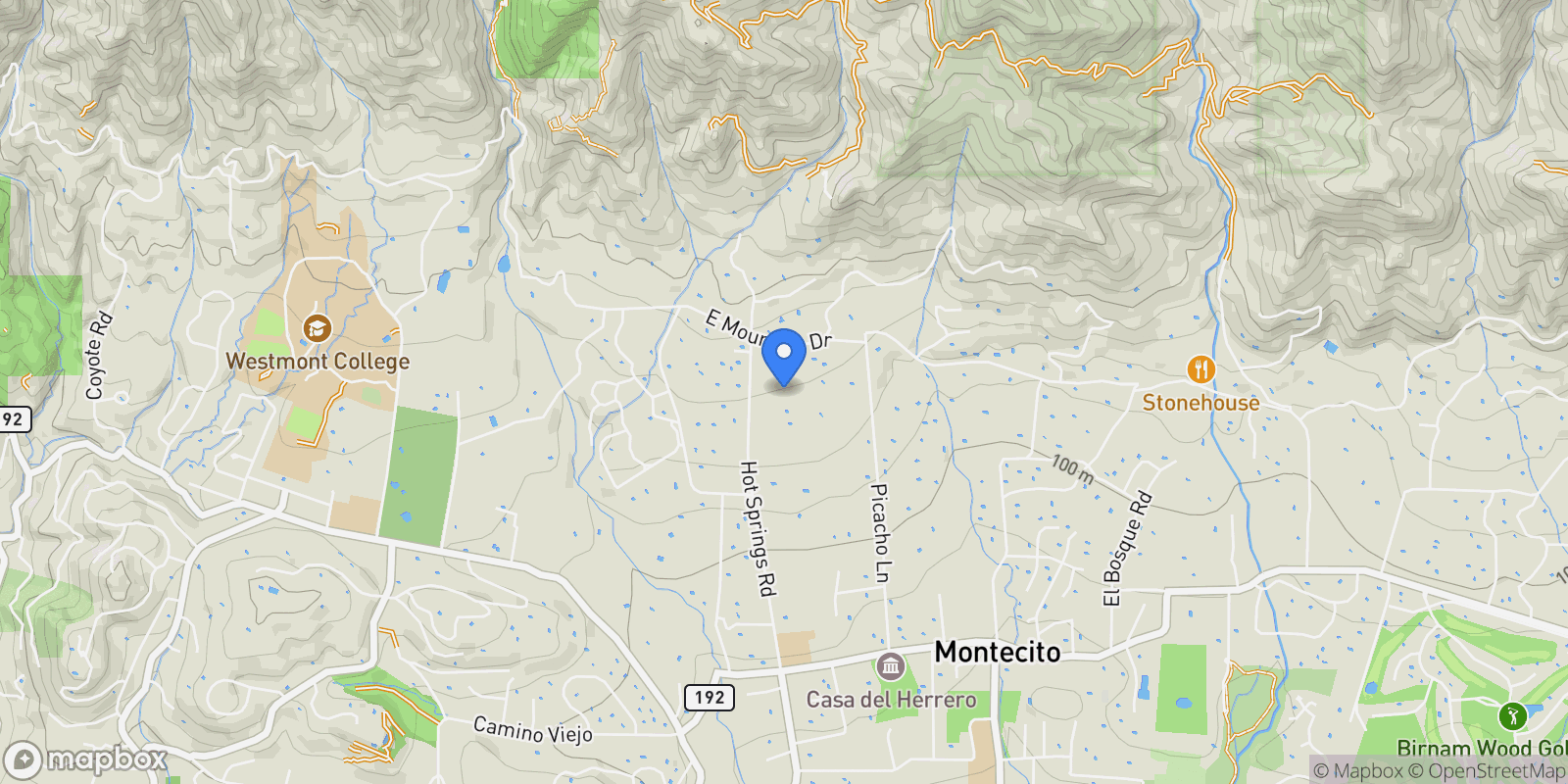 Map showing 796 Hot Springs Road, Montecito, California, United States.