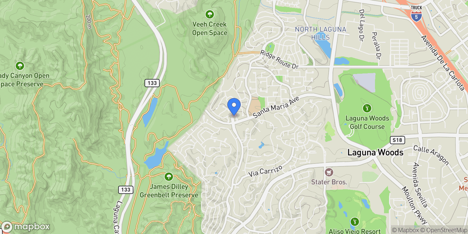 Map showing 5011 Duverney, Laguna Woods, California, United States.