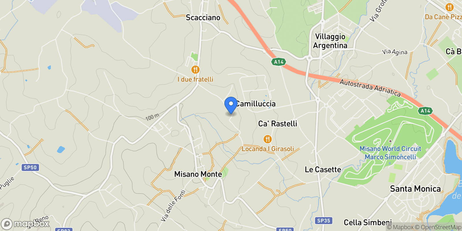 Map showing Via ospedaletto -, Camilluccia-Ca' Gallo, Emilia-Romagna, Italy.