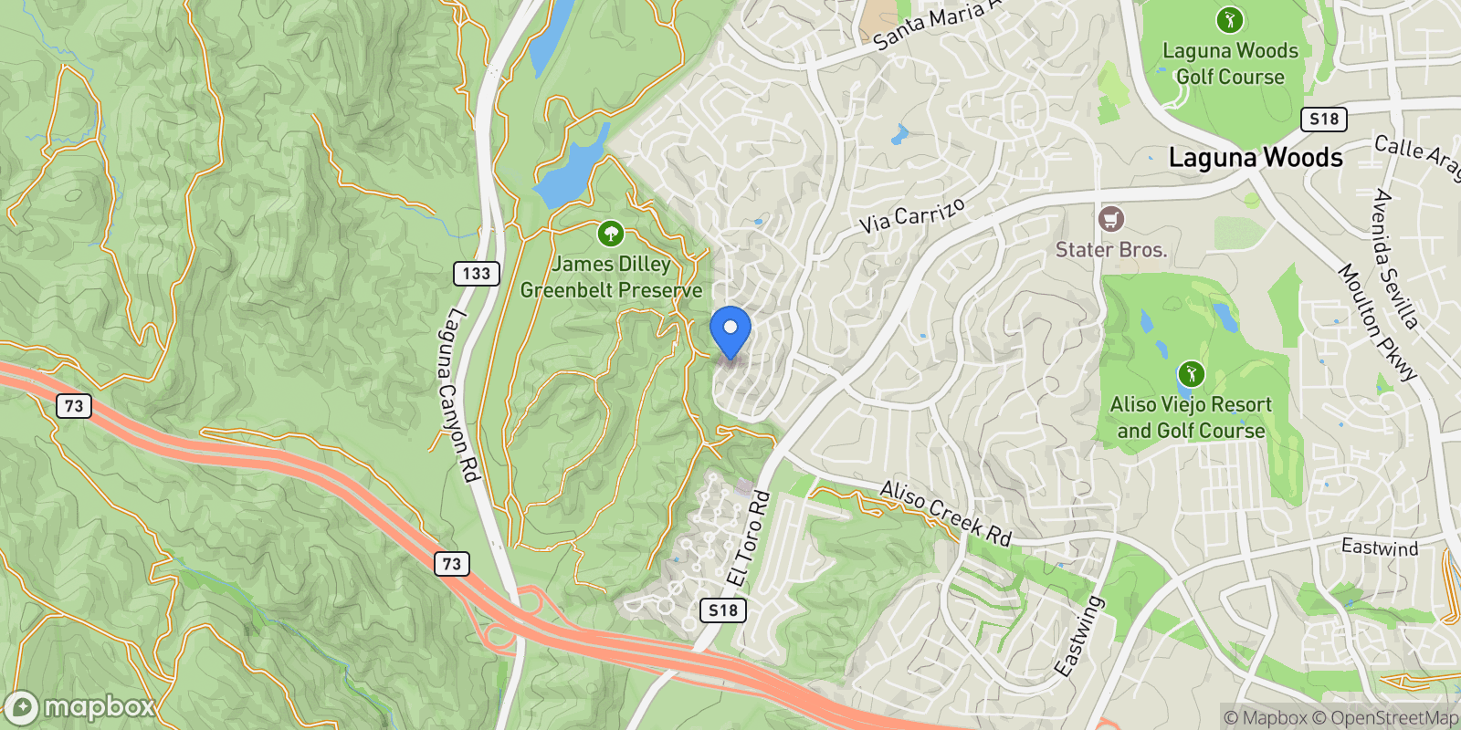 Map showing 5592 Avenida Sosiega West B, Laguna Woods, California, United States.