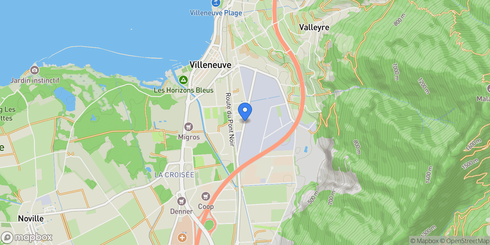 Map showing Villeneuve VD, VD 1844, Villeneuve, Vaud, Switzerland.