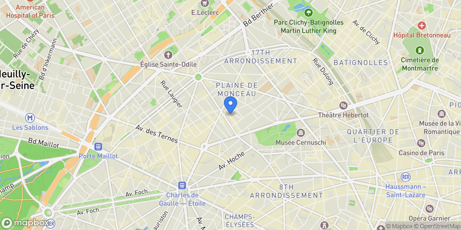 Map showing Paris, Île-de-France, France.
