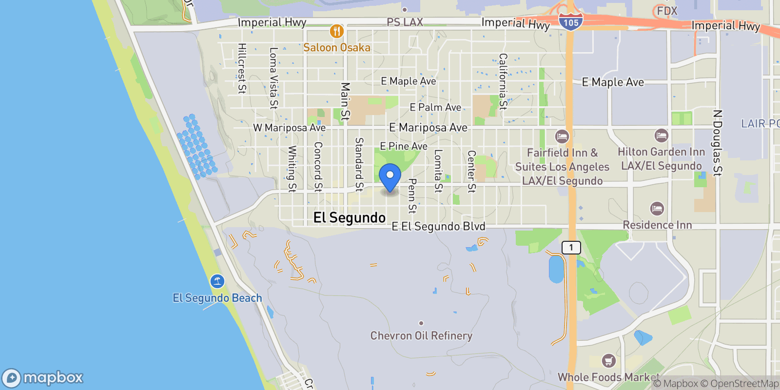 Map showing 226 Arena A, El Segundo, California, United States.