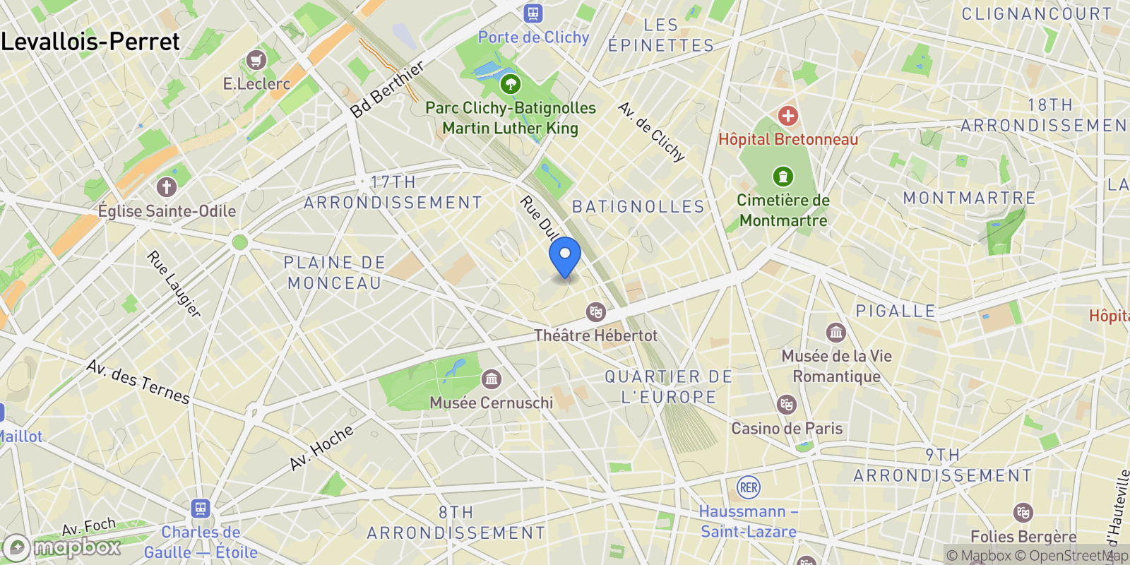 Map showing Paris, Île-de-France, France.