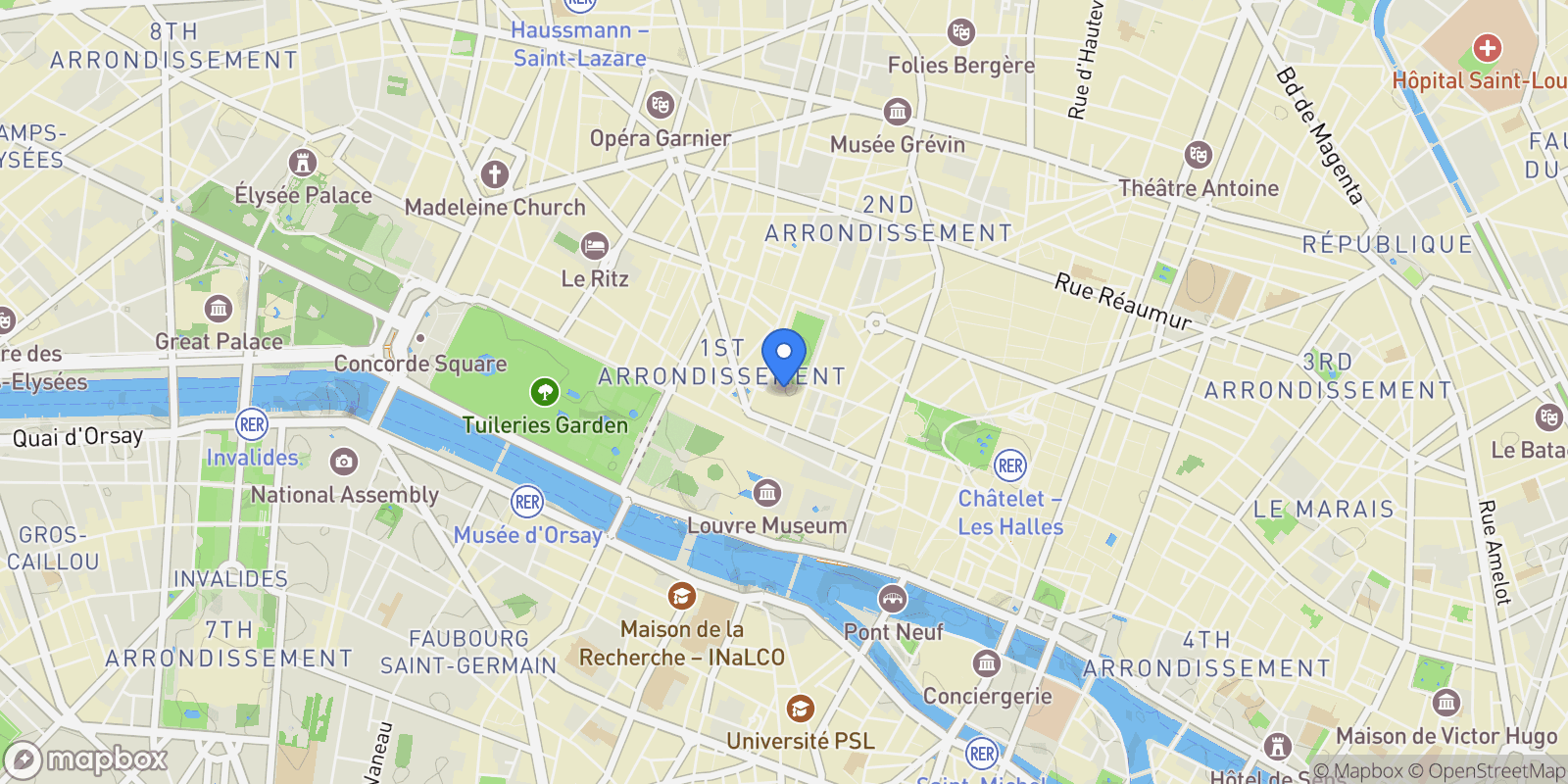 Map showing Paris, Île-de-France, France.