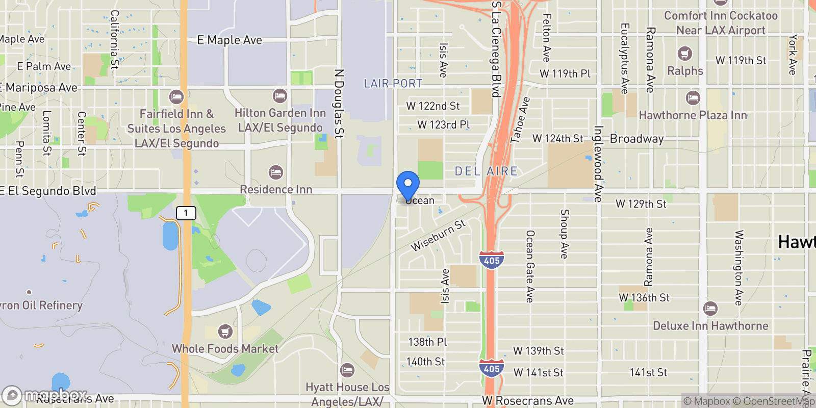 Map showing 5550 Strand 101, El Segundo, California, United States.