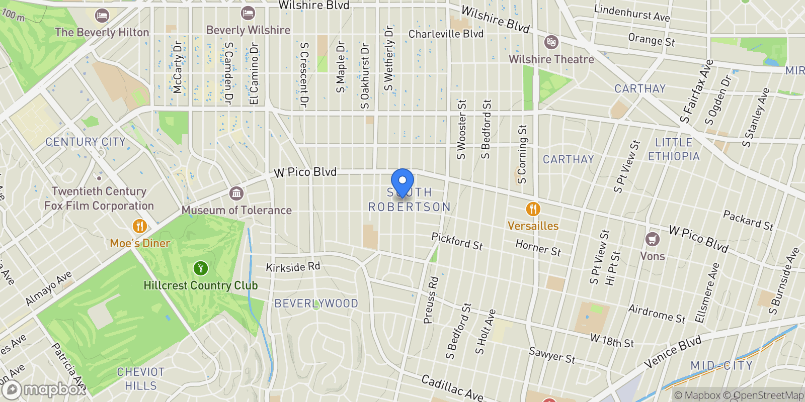 Map showing 1471 S Crest Drive, Los Angeles, California, United States.