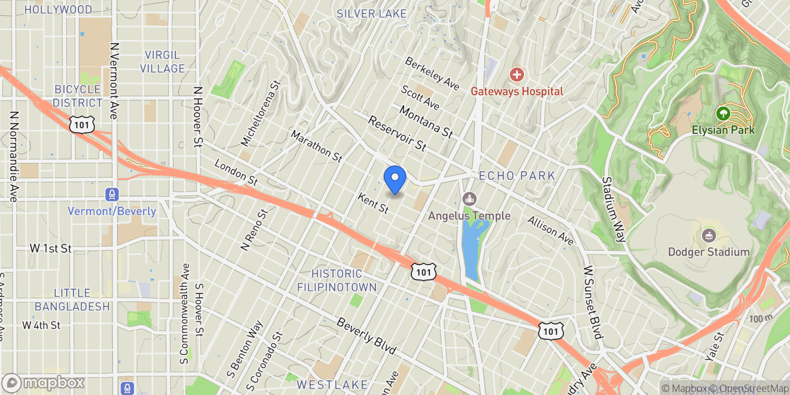 Map showing 2221 West Starview Lane, Los Angeles, California, United States.