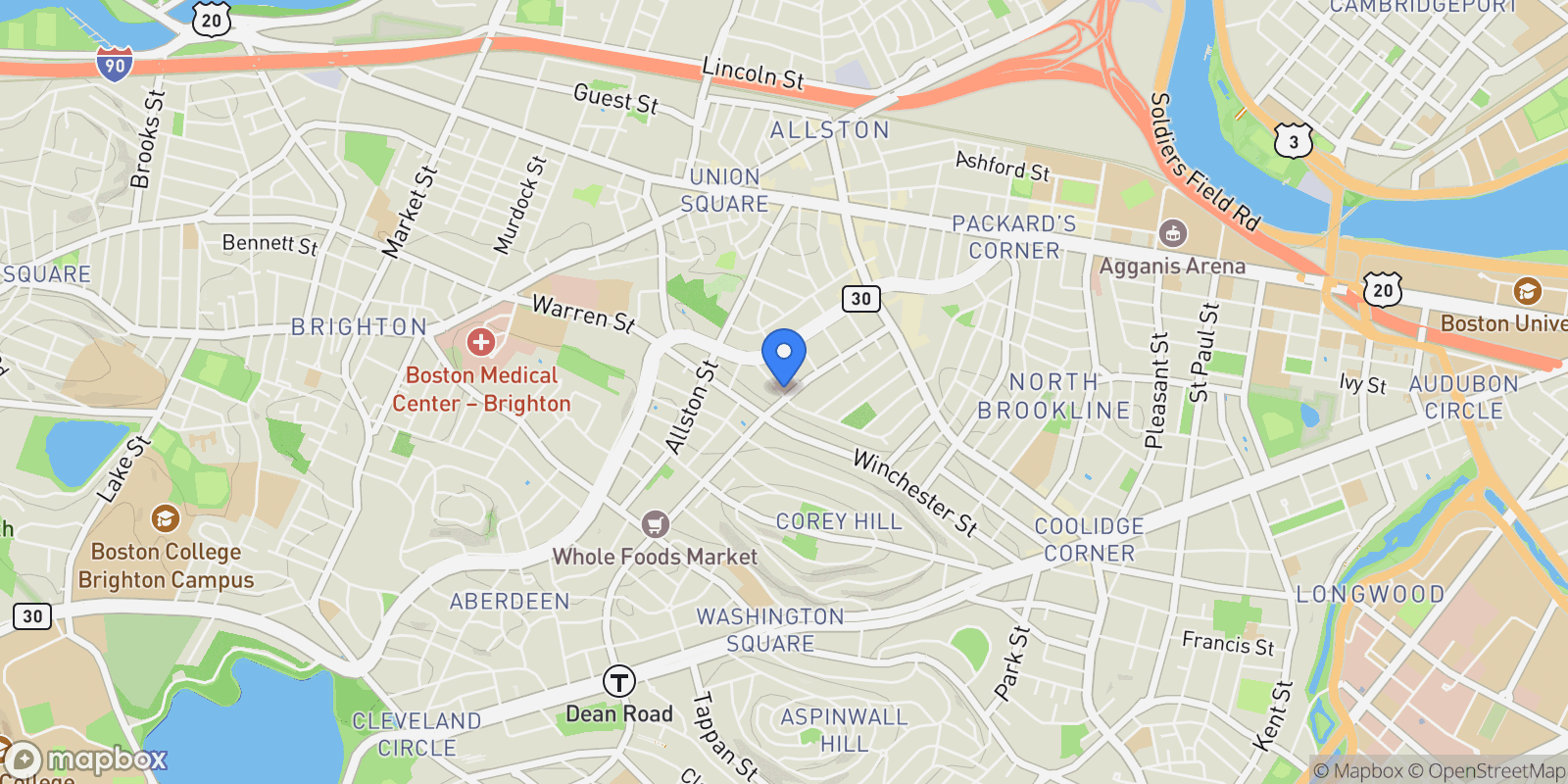 Map showing 85 Brainerd Road Unit TH7, Boston, MA 02134, Boston, Massachusetts, United States.