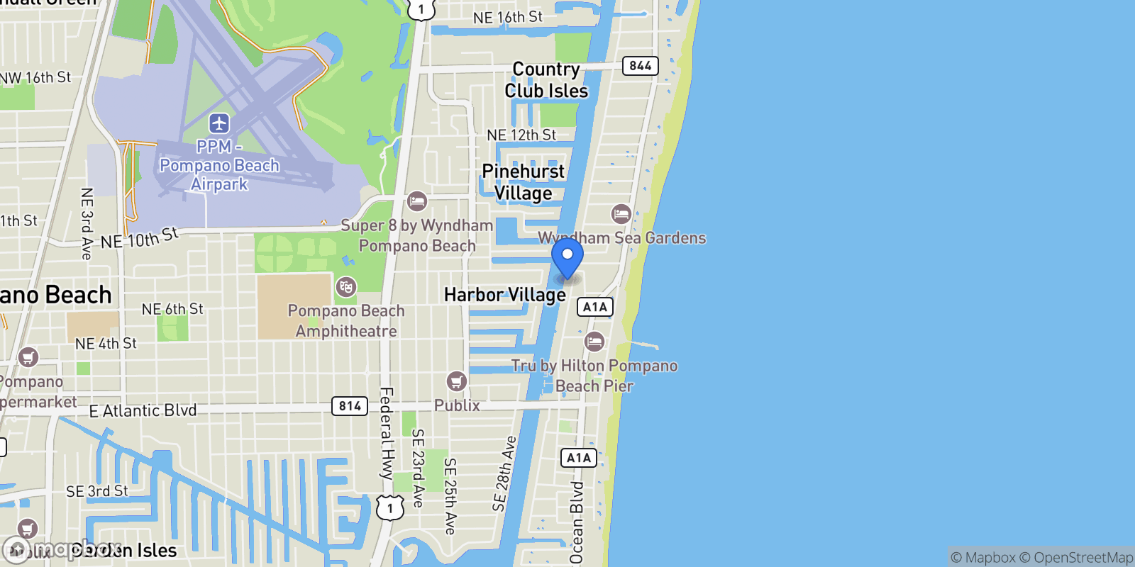 Map showing 407 N Riverside Drive #503, Hillsboro Beach, Florida, United States.