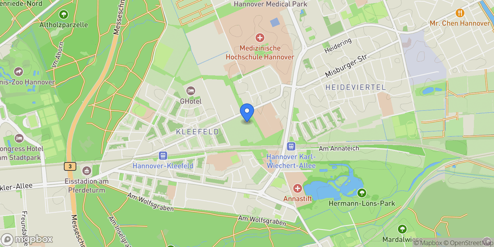 Map showing Hannover, NI 30625, Hanover, Lower Saxony, Germany.