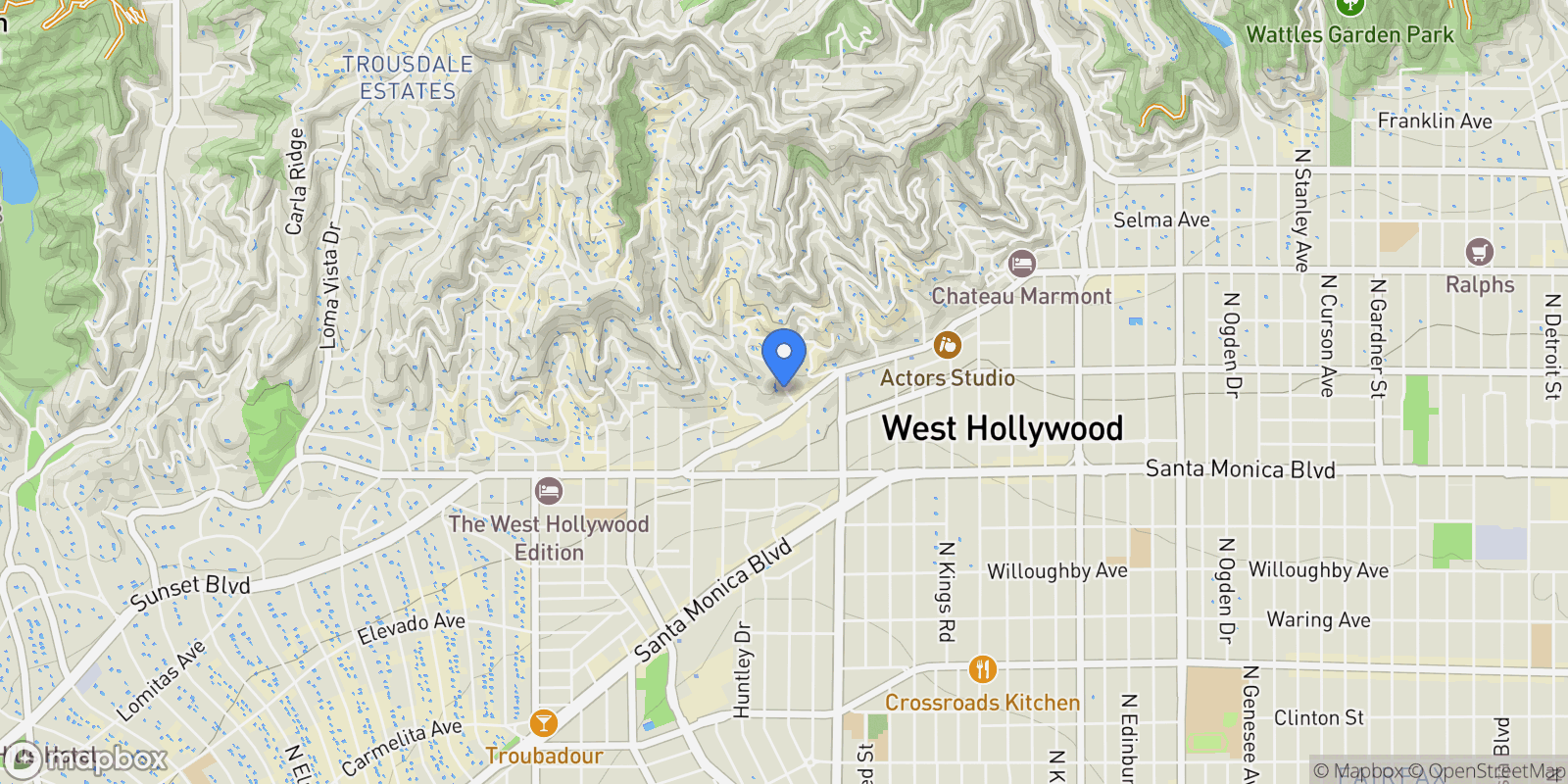 Map showing 1317 Londonderry Place, Los Angeles, California, United States.