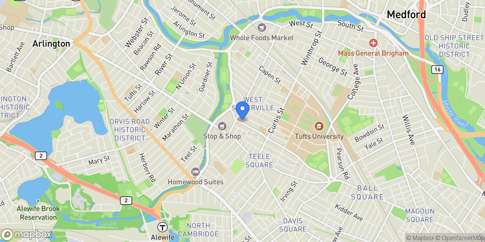 Map showing 235 Powderhouse Boulevard, Somerville, MA 02144, Somerville, Massachusetts, United States.