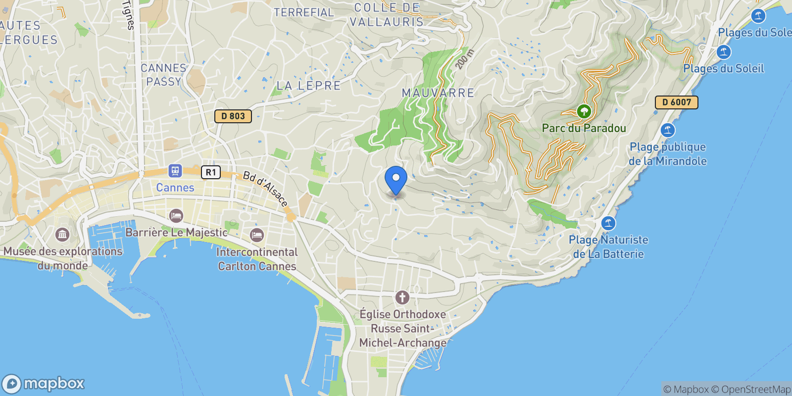 Map showing Cannes, Provence-Alpes-Côte d'Azur, France.