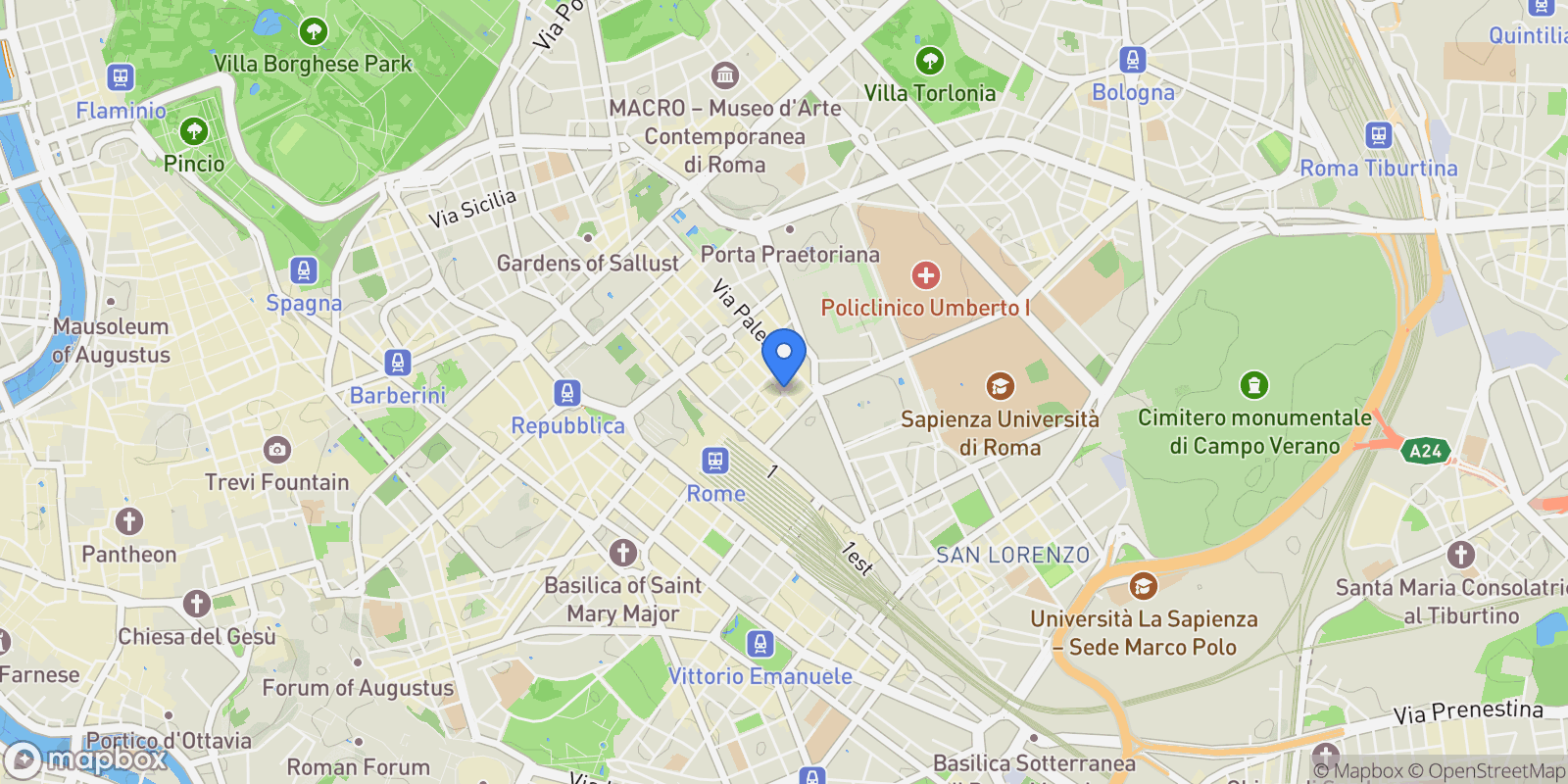 Map showing Via milazzo, Rome, Lazio, Italy.