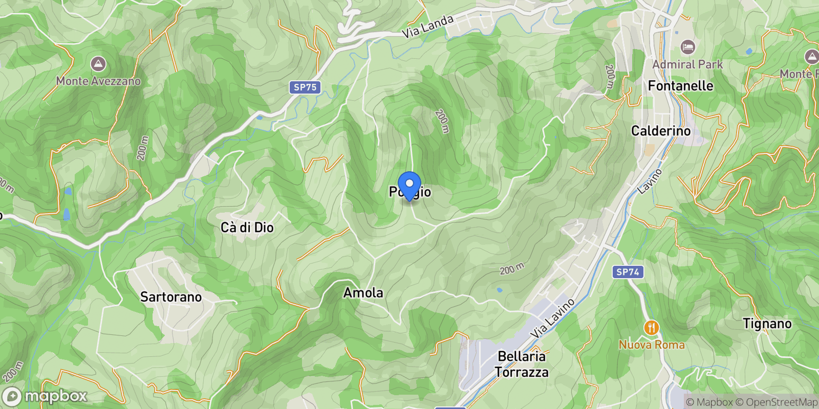 Map showing Via G. Tomasi, Poggio, Emilia-Romagna, Italy.
