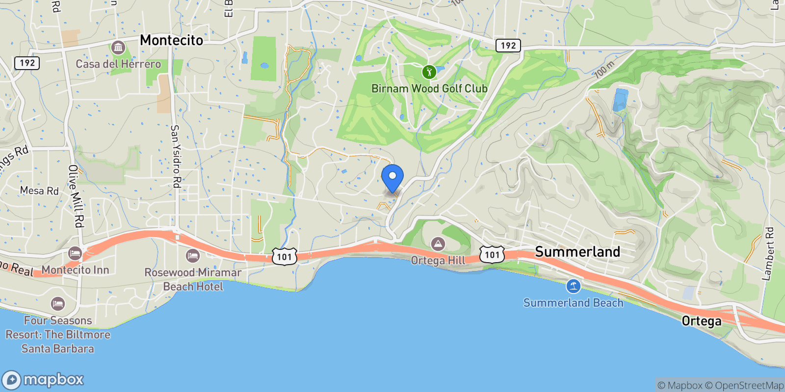 Map showing 284 Gould Lane, Montecito, California, United States.