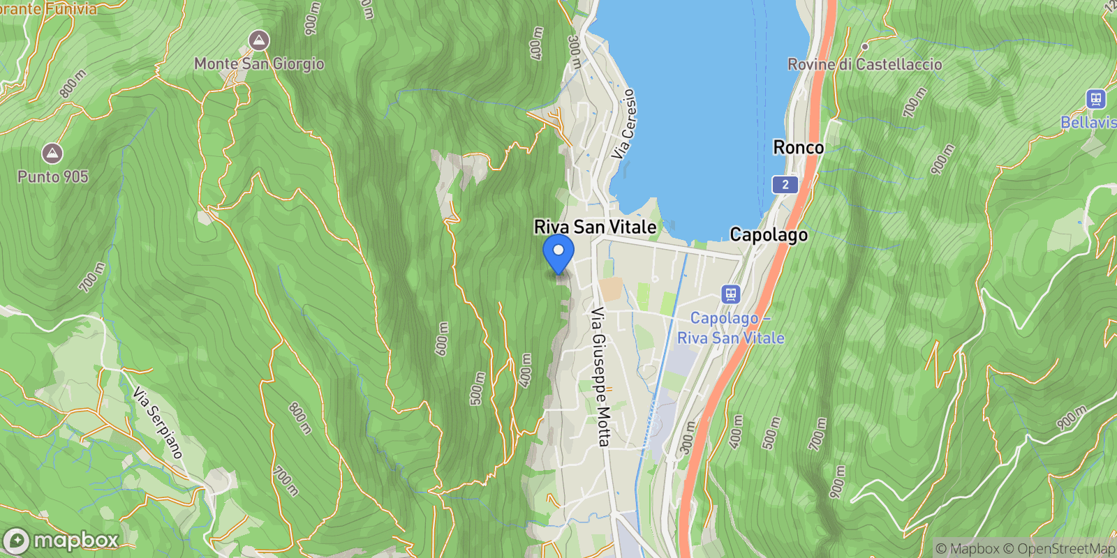 Map showing Via Carlo Maderno, 14, Riva San Vitale, Ticino, Switzerland.