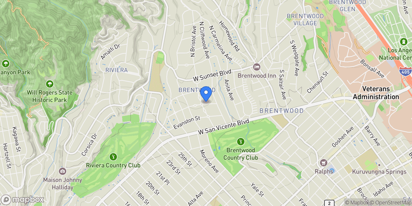 Map showing 12745 Hanover Street, Los Angeles, California, United States.