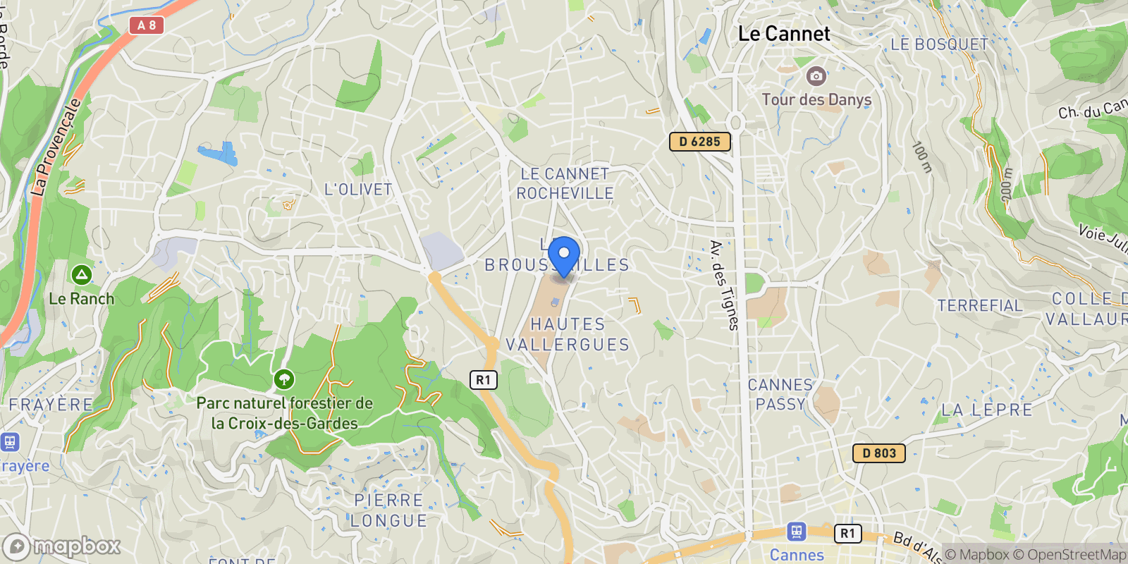 Map showing Cannes, Provence-Alpes-Côte d'Azur, France.