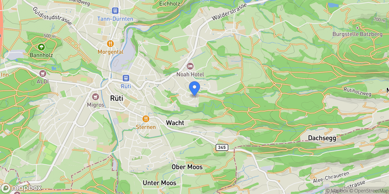 Map showing 8630 Rüti, Switzerland, Rüti, Zurich, Switzerland.