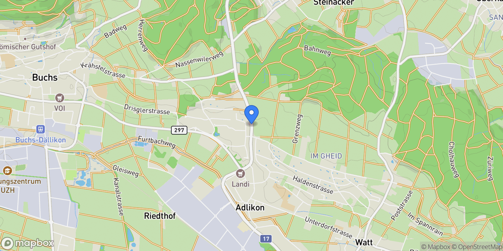 Map showing Regensdorf, Zürich, Switzerland.