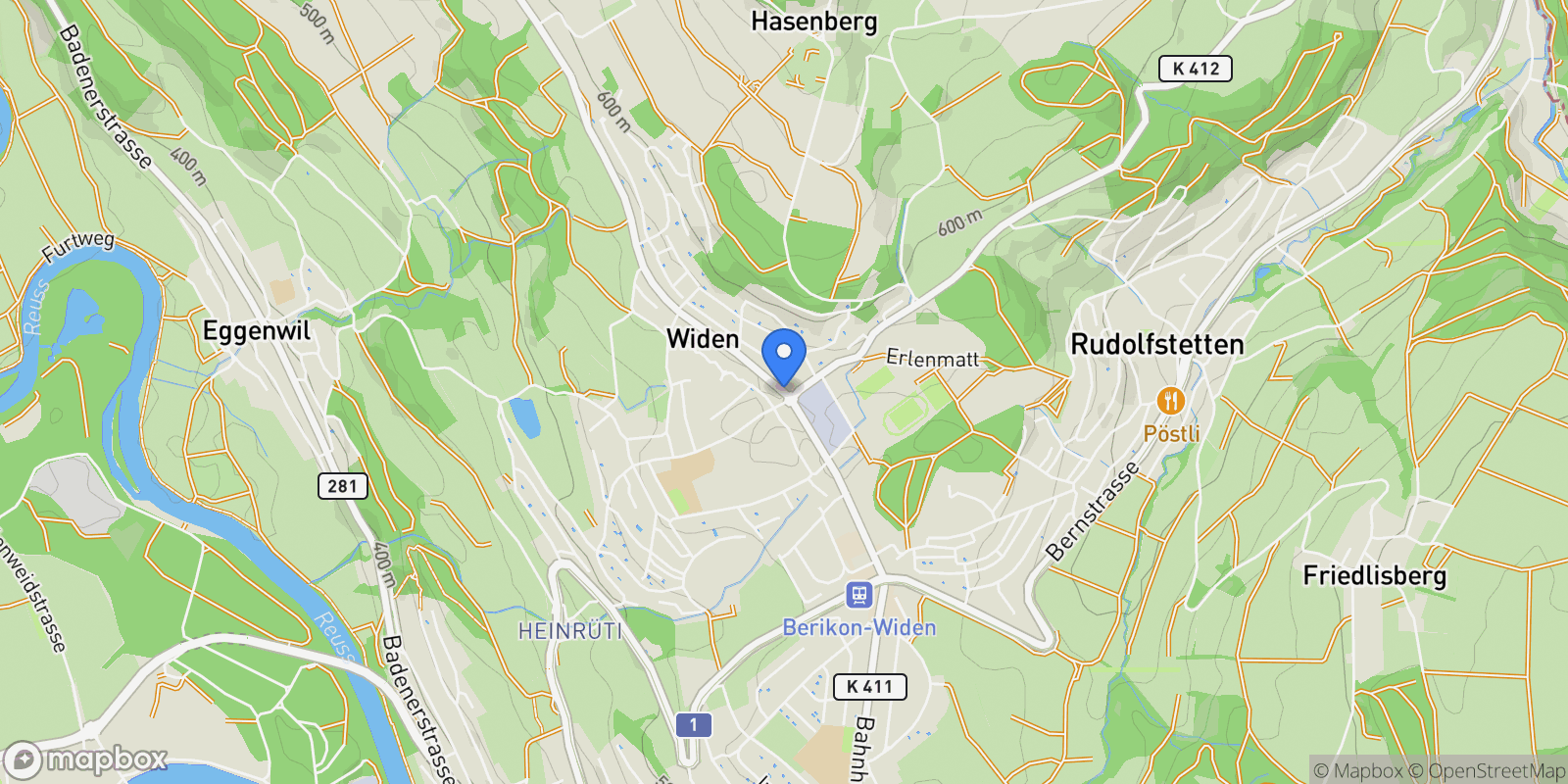 Map showing 8967 Widen, Switzerland, Widen, Aargau, Switzerland.