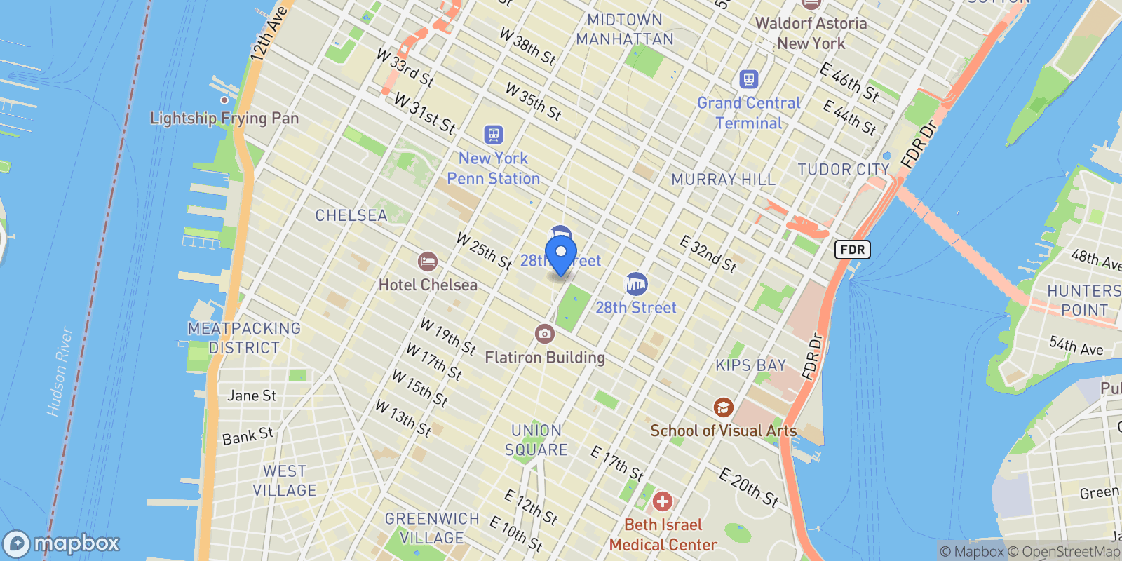 Map showing 212 Fifth Avenue 17A, New York, NY 10010, New York, New York, United States.